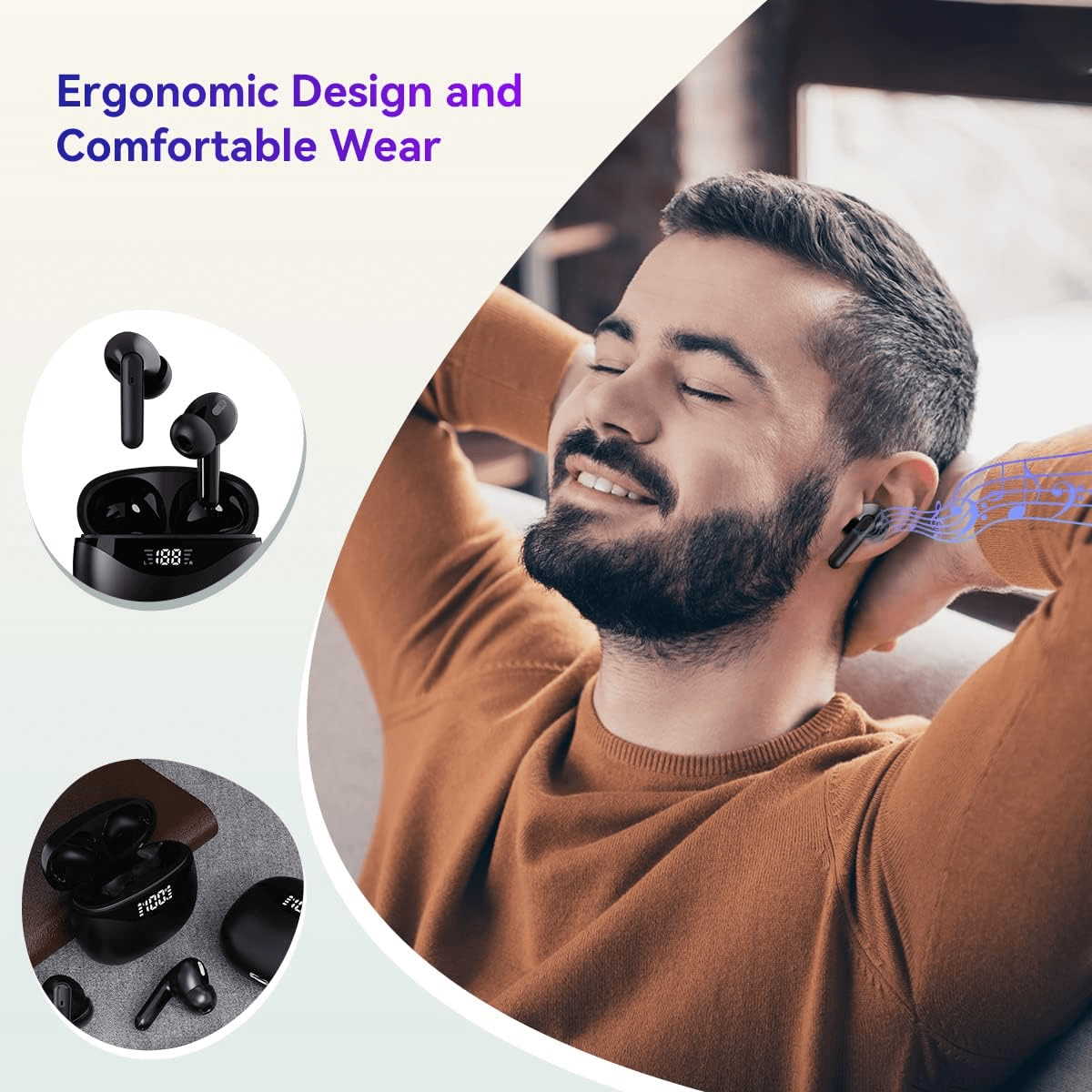 Bluetooth Earbuds Headset 5.3 Wireless Noise Cancelling TWS Trucker