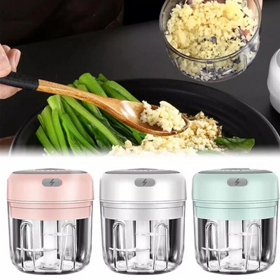 Electric 300ML Garlic Press Chopper Chili Onion Fruits Meat Mincer