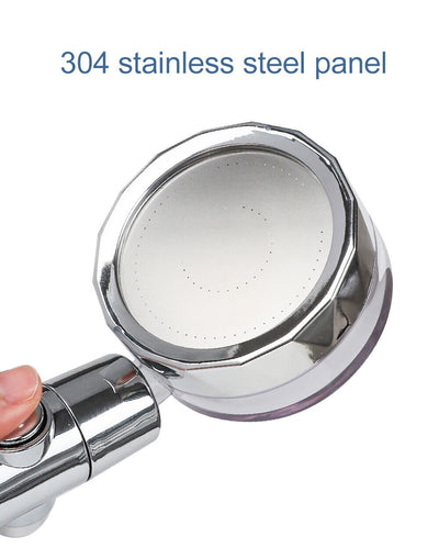 High Pressure Shower Head Adjustable 360° Rotation Turbine Water