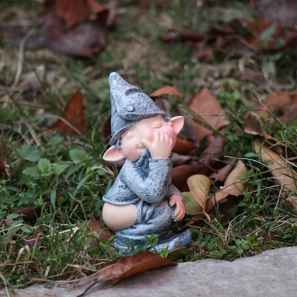 Pooping Naughty Gnome Miniature Statue Funny Resin Dwarf Home Garden