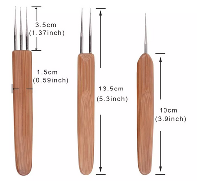 5Pcs DIY Crochet Needle Hook Bamboo Handle Dread Knit Hair Making