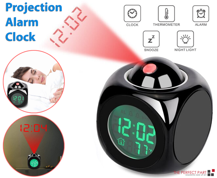 LED Projection Alarm Clock Digital LCD Display Voice Talking Weather