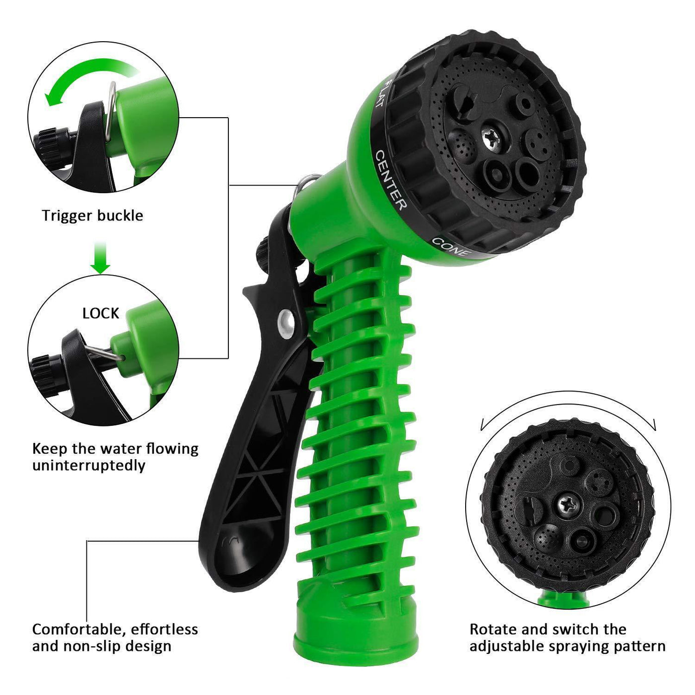Expanding Expandable Flexible Garden Water Hose w Spray Nozzle 25, 50, adjustable spray nozzle with comfortable grip