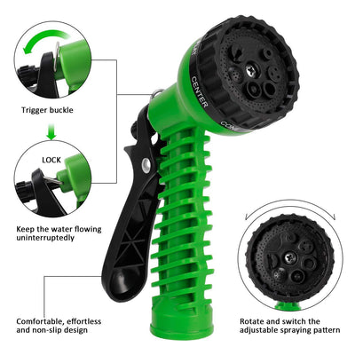 Expanding Expandable Flexible Garden Water Hose w Spray Nozzle 25, 50, adjustable spray nozzle with comfortable grip