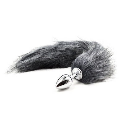 False Fox Tail With Metal Anal-Butt Plug Buttplug Cosplay Game Toy