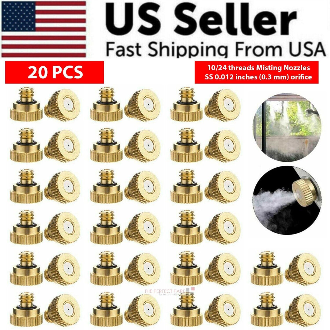 20x Brass Misting Nozzles Mister Sprinkler Outdoor Cooling System