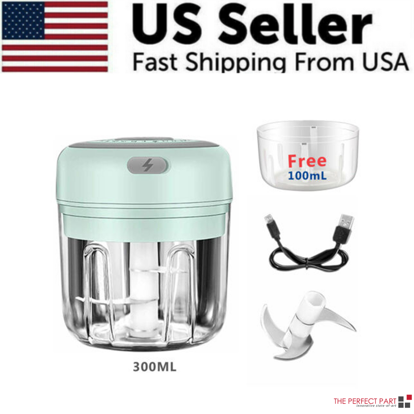 Electric 300ML Garlic Press Chopper Chili Onion Fruits Meat Mincer