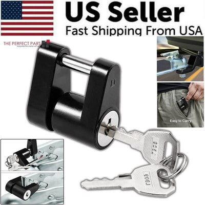 Trailer Hitch Coupler Lock Dia 1/4" Span 3/4" For Tow Boat RV Truck with keys for secure towing.