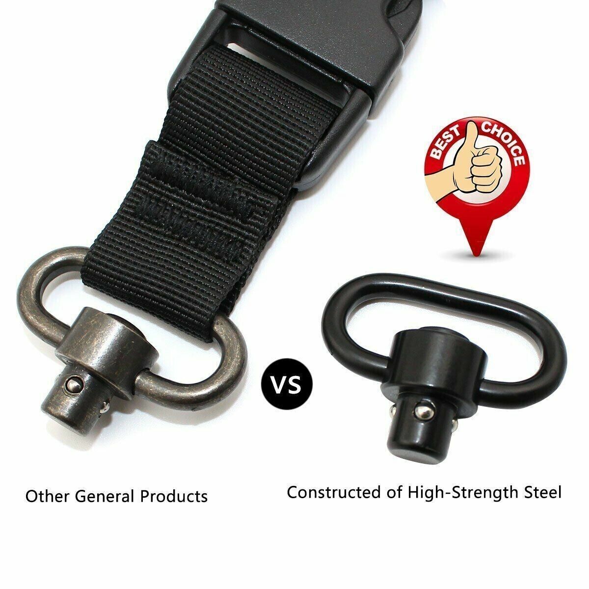 2PCS Heavy Duty Flush Push Button Quick Detach 1.25" Rifle QD Sling
