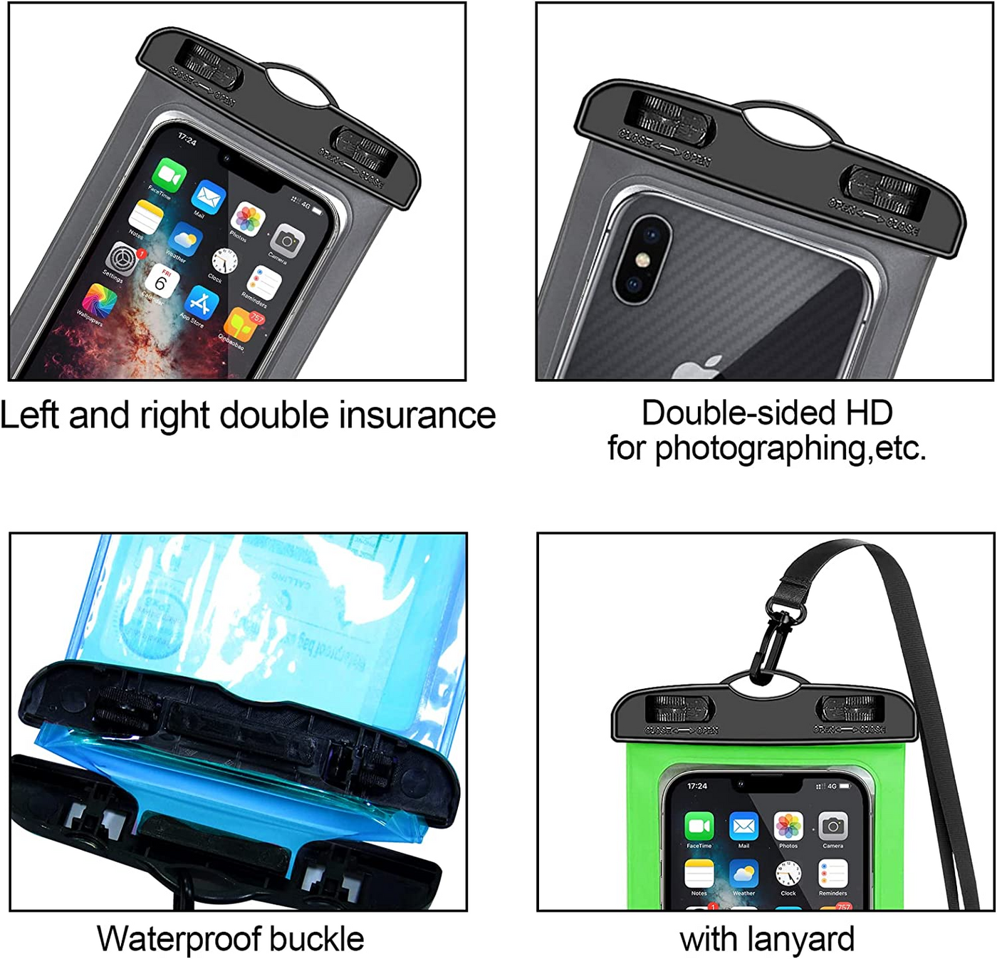 3 Pack Waterproof Floating Cell Phone Pouch Dry Bag Case Cover For