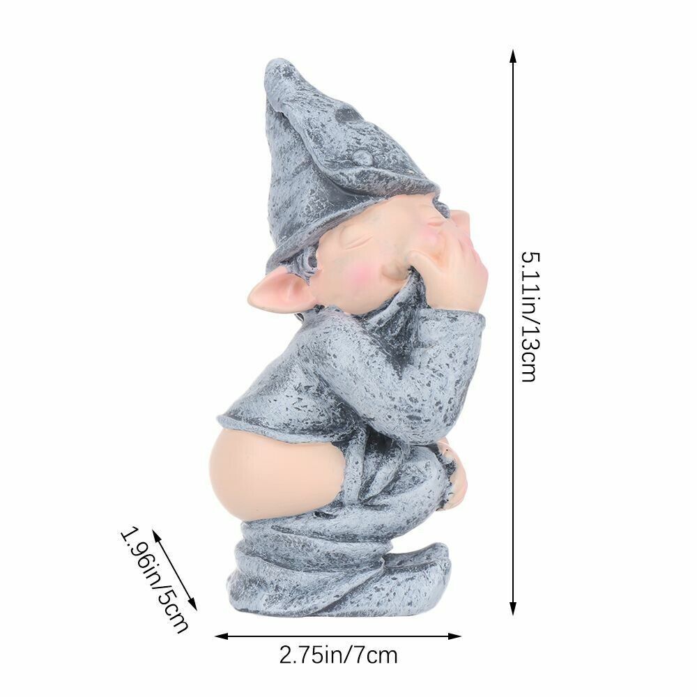 Pooping Naughty Gnome Miniature Statue Funny Resin Dwarf Home Garden