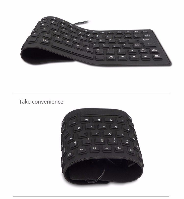Waterproof Silicone Keyboard Foldable Flexible USB Dustproof DirtProof