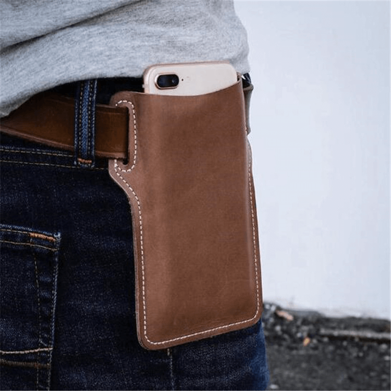 Men Cell Phone Belt Pack Bag Loop Waist Holster Pouch Case Leather