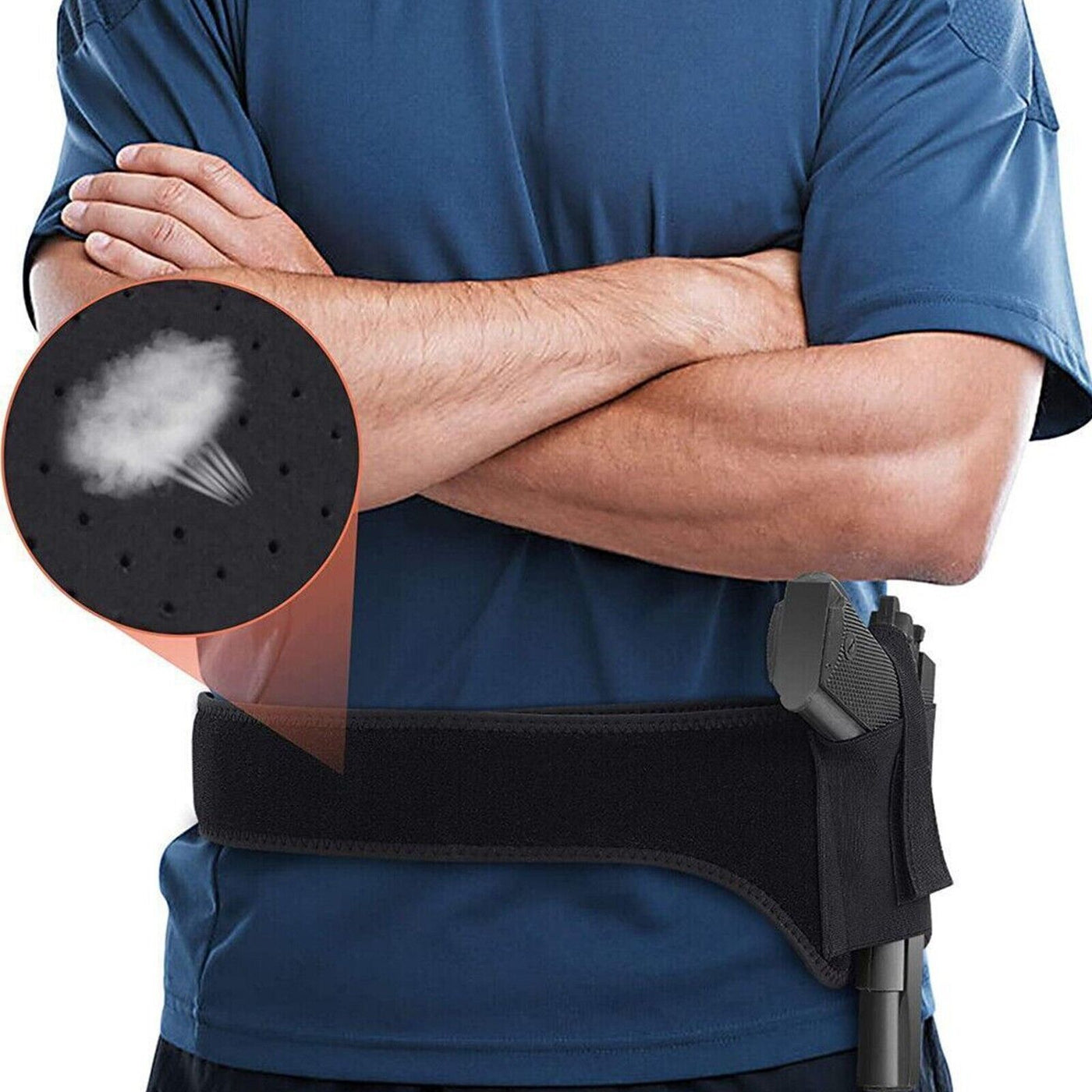 Tactical Concealed Carry Shoulder Waist Pistol Hand Gun Holder Holster on a person demonstrating the product.