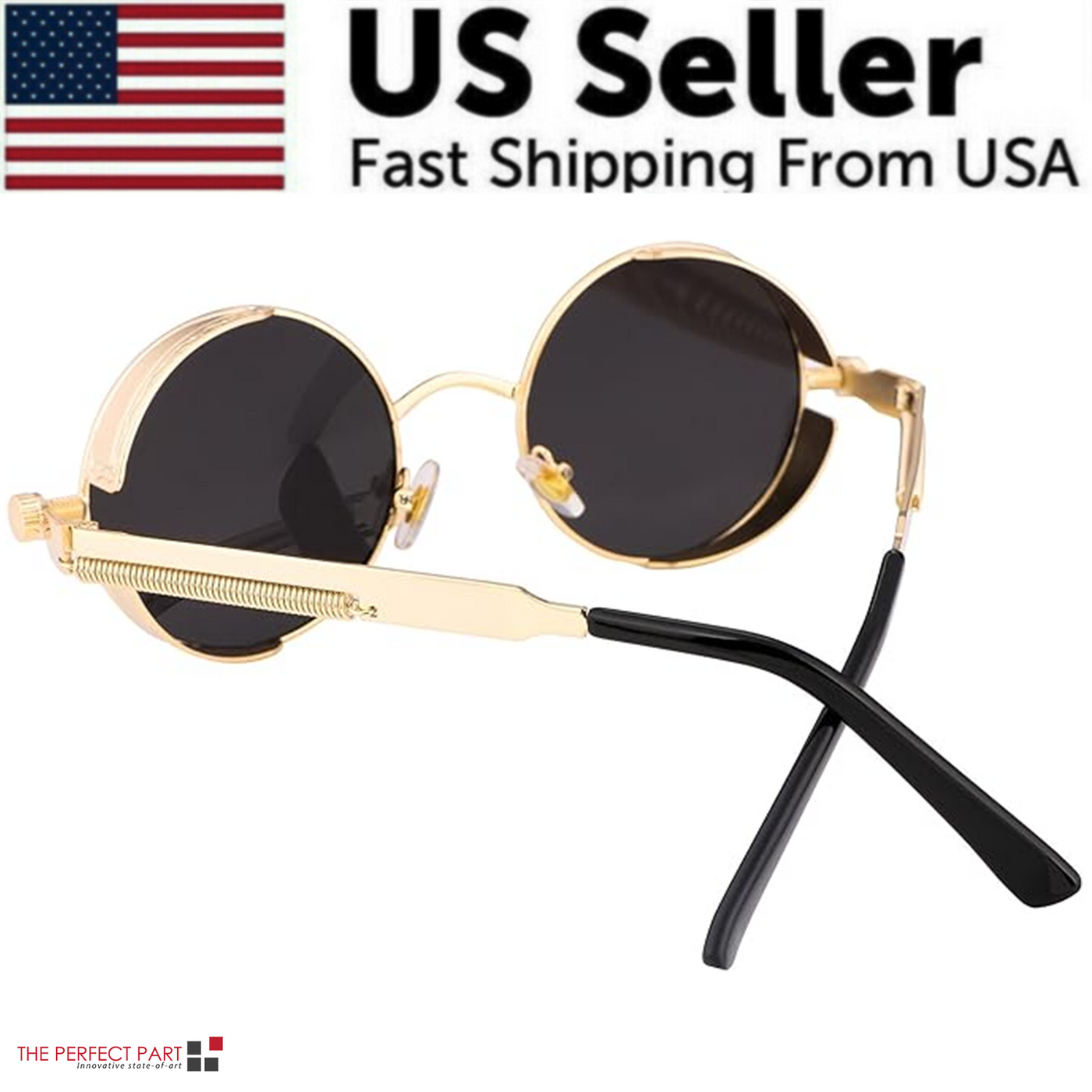 Retro Round Polarized Sunglasses Men Women Vintage Gothic Steampunk