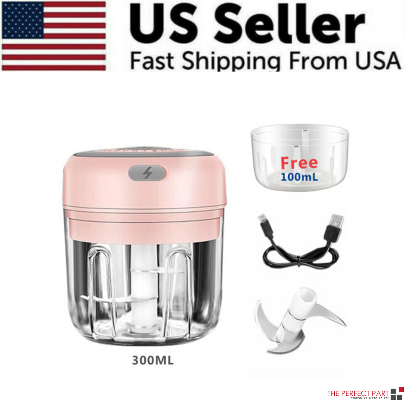 Electric 300ML Garlic Press Chopper Chili Onion Fruits Meat Mincer
