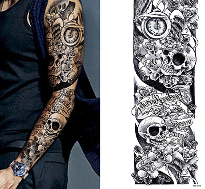 5Pcs Large Temporary Body Art Arm Tattoo Sticker Sleeve Man Women