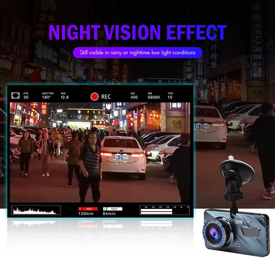 HD 1080P Car Dual Lens Dash Cam 4" DVR Recorder Front & Rear Camera