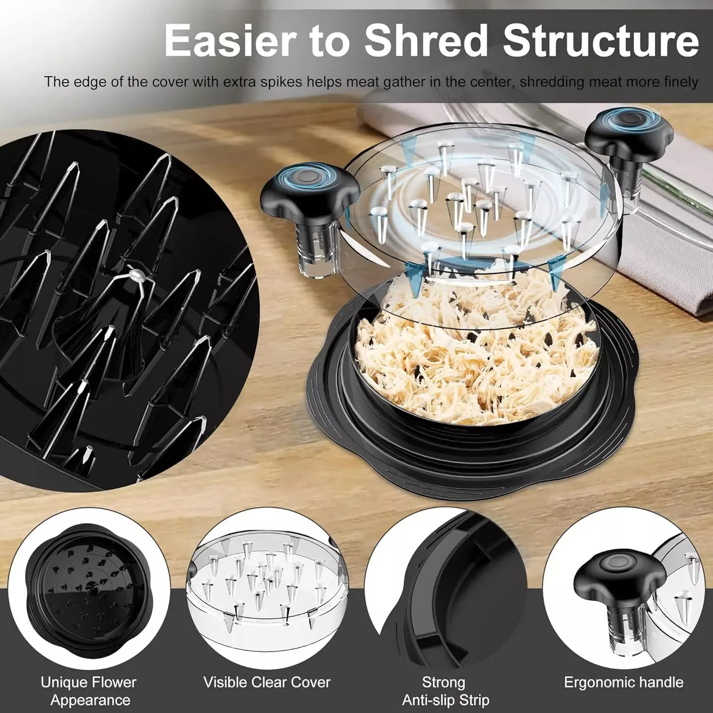 Large Chicken Shredder Tool Twist Meat Shredding Grinder Handles