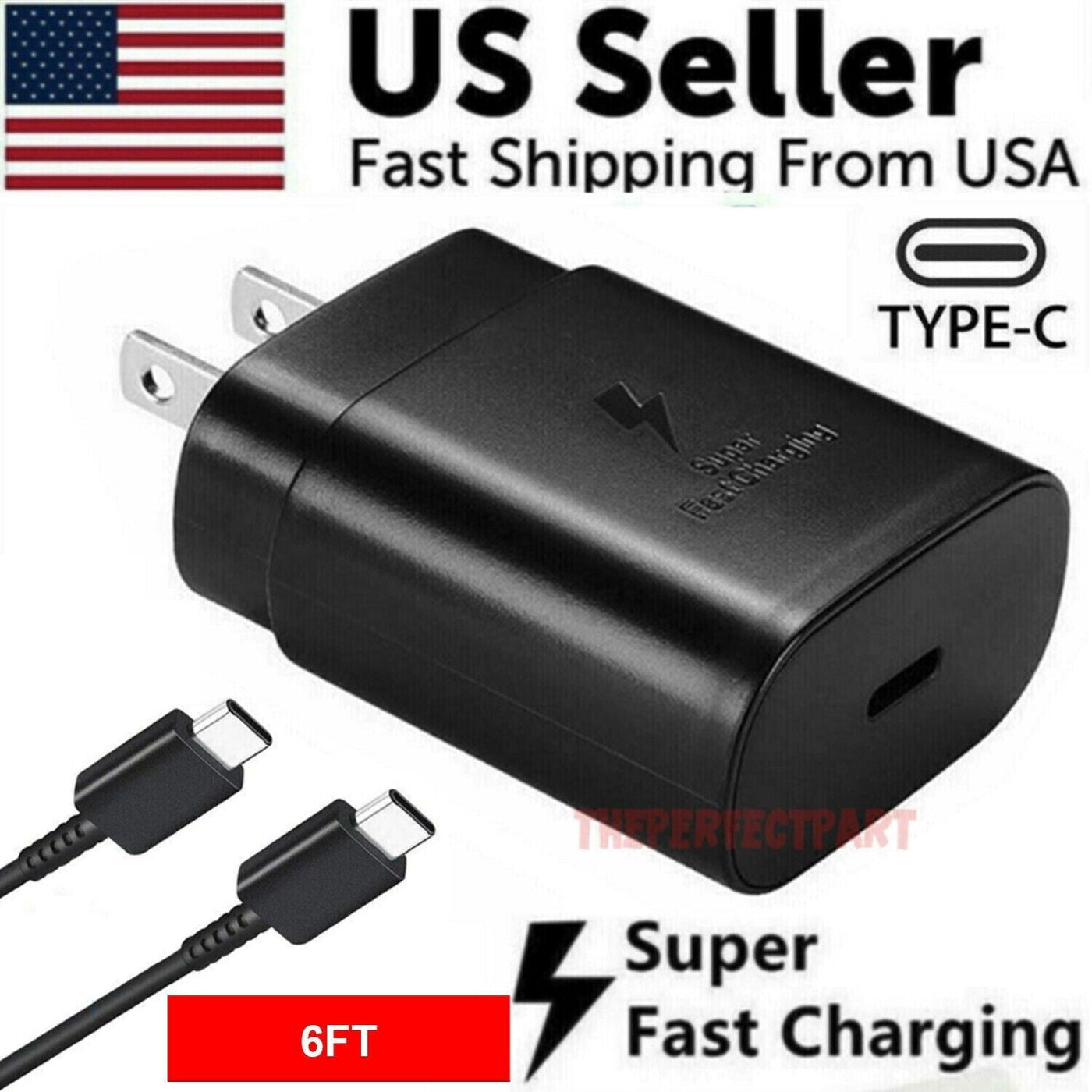 25W Type USB-C Super Fast Wall Charger +6FT Cable For Samsung Galaxy