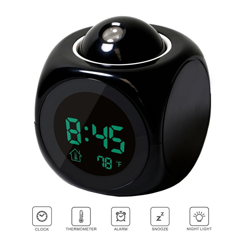 LED Projection Alarm Clock Digital LCD Display Voice Talking Weather