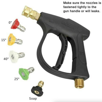 1/4" High Pressure Washer Gun 4000 PSI Car Wash Foam Spray Short Wand
