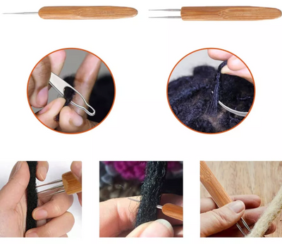 5Pcs DIY Crochet Needle Hook Bamboo Handle Dread Knit Hair Making