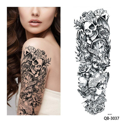5Pcs Large Temporary Body Art Arm Tattoo Sticker Sleeve Man Women