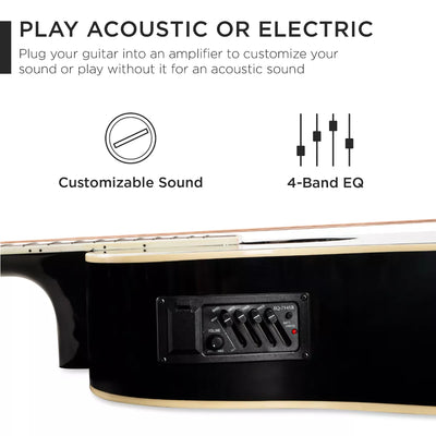 Best Choice Products Beginner Acoustic Electric Guitar Starter Set 41In W/ All Wood Cutaway Design, Case