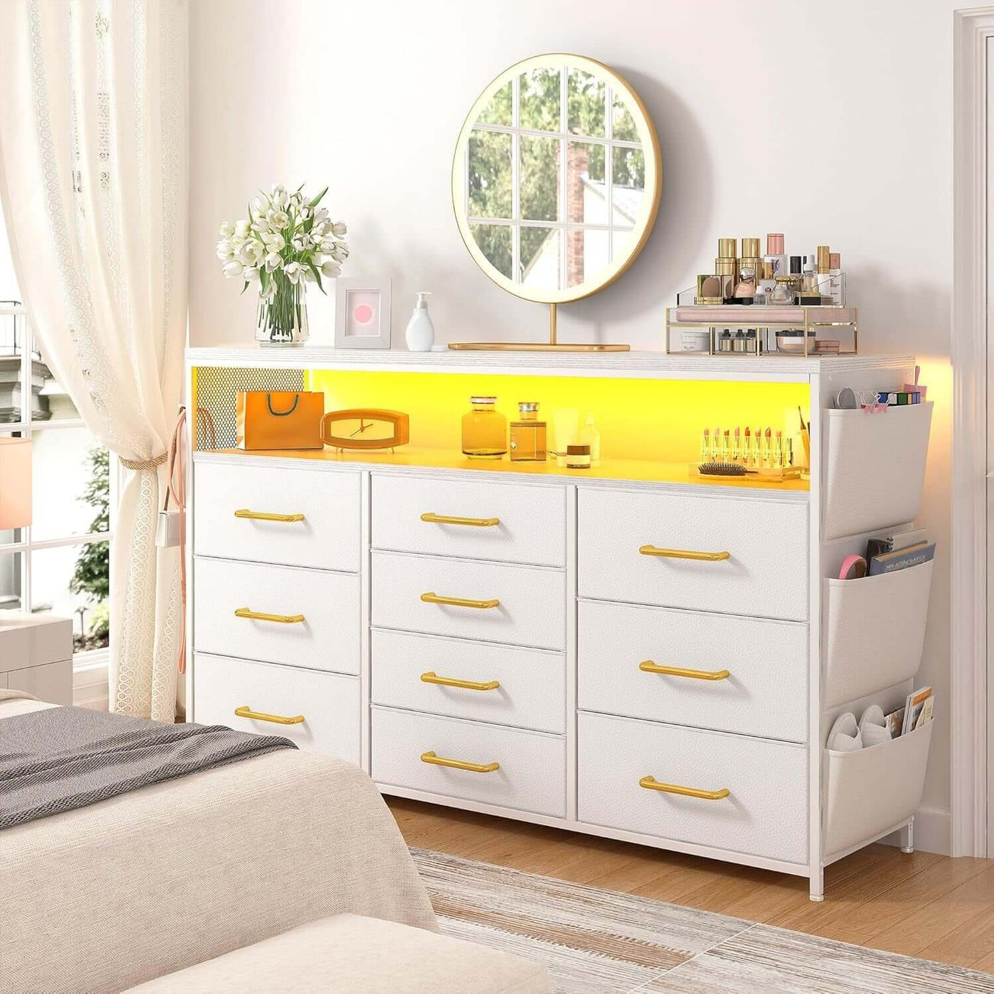 Sturdy Dresser TV Stand For 55 Inch TV With 10 Drawers