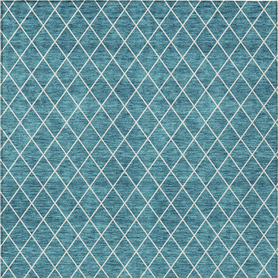 8' X 10' Teal Blue And Ivory Geometric Washable Indoor Outdoor Area Rug-6