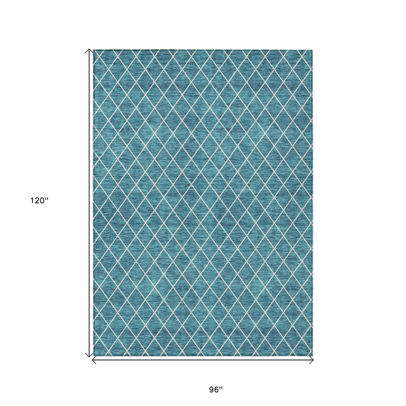 8' X 10' Teal Blue And Ivory Geometric Washable Indoor Outdoor Area Rug-2