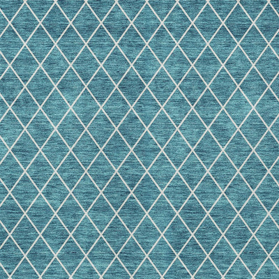 8' X 10' Teal Blue And Ivory Geometric Washable Indoor Outdoor Area Rug-5