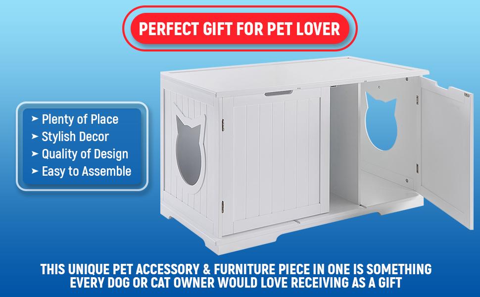 X-Large Cat Washroom Bench Litter Box Enclosure Furniture Box House with stylish decor and easy assembly.