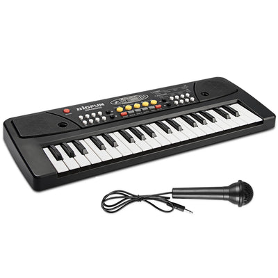 Kids Keyboard Piano 37 Keys Early Learning Educational Musical Keyboard Toy Portable Electronic Music Piano Keyboard for Beginners Boys Girls (Black)