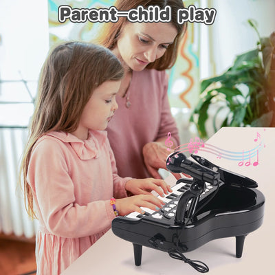 24 Keys Toy Piano for Girls, Cute Piano for Kids with Built-In Microphone & Music Modes, Preschooler Music Learning Popular Piano Toys, Birthday Christmas Gift for Kids Aged 3-6+, Black