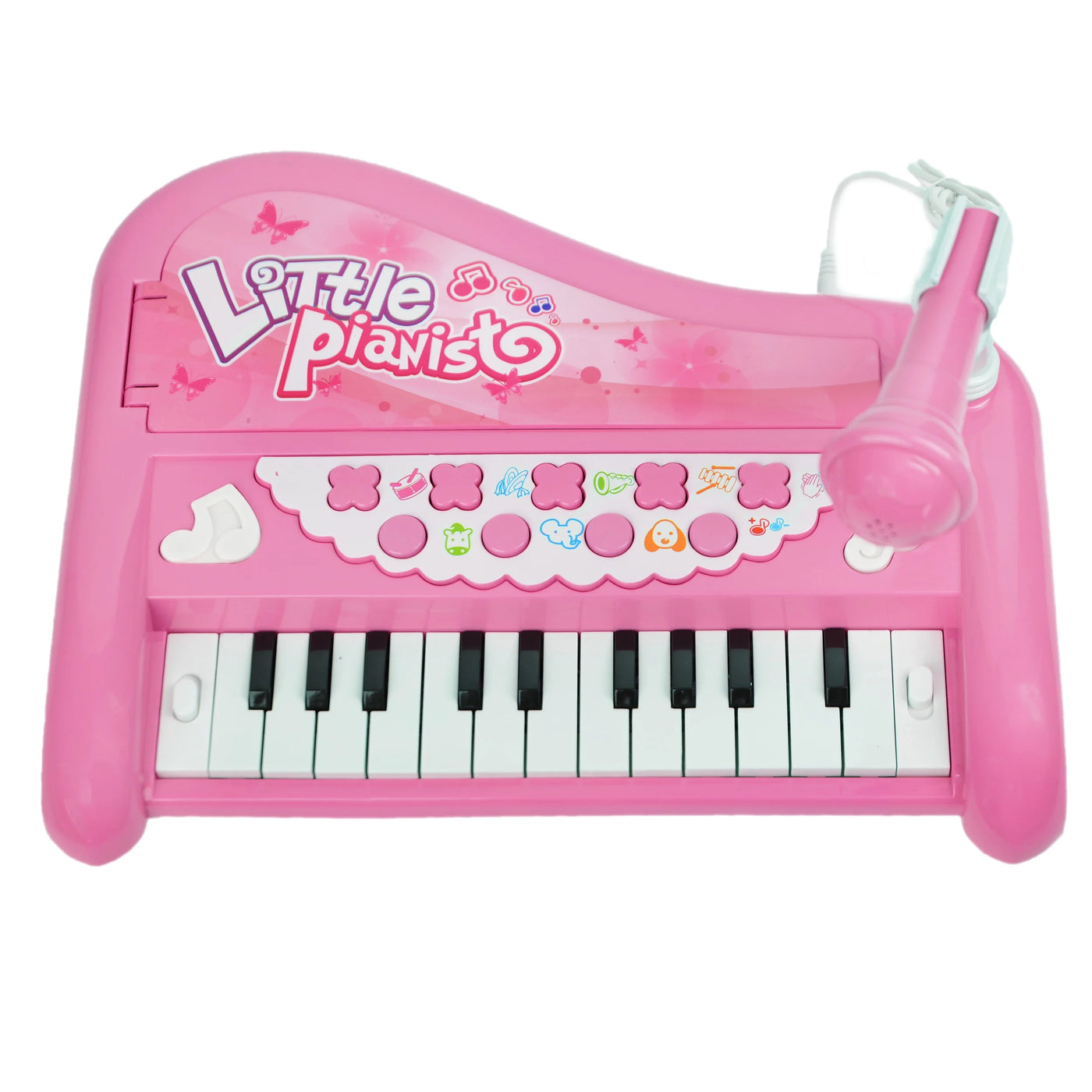 Musical Toy Set Electronic Grand Piano Keyboard with Microphone and Lights for Pretend Play and Educational Development (Pink)