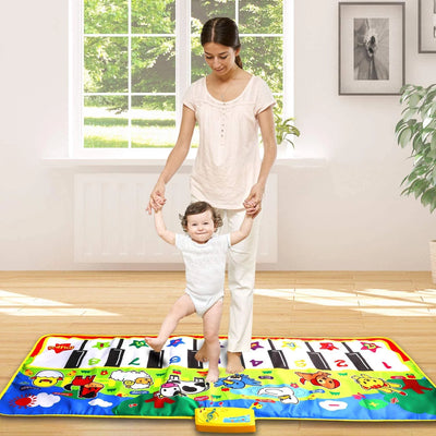 Portable Musical Piano Mat - Educational Toy with 8 Animal Sounds - Dance Mat for Kids, Toddler Girls, Boys - Gift (53X23 In)