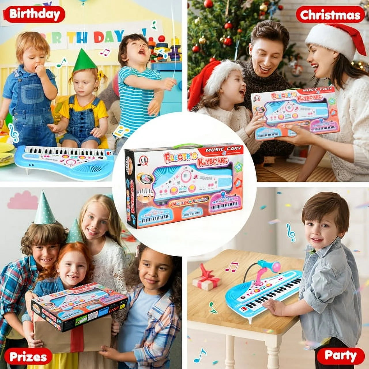Baby Piano Toys for Kids, Blue Musical Baby Piano Keyboard Instrument with Microphone for Toddlers, Christmas Gift for Girls Boys Aged