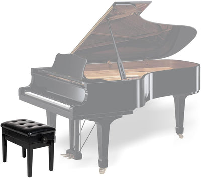 Adjustable Black Piano Bench with Storage Faux Leather Wooden Piano Stool with P