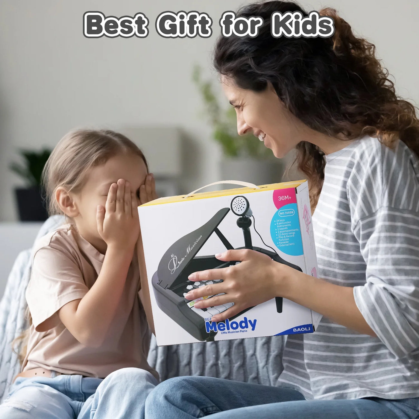 24 Keys Toy Piano for Girls, Cute Piano for Kids with Built-In Microphone & Music Modes, Preschooler Music Learning Popular Piano Toys, Birthday Christmas Gift for Kids Aged 3-6+, Black