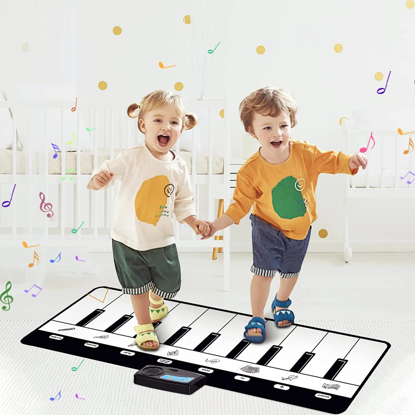 Piano Musical Mat, Musical Toys Floor Piano Keyboard Mat with 8 Instruments Sounds Music Dance Touch Playmat, Early Educational Toys Gifts for 1 2 3 4 5 Year Old Boys Girls Toddlers