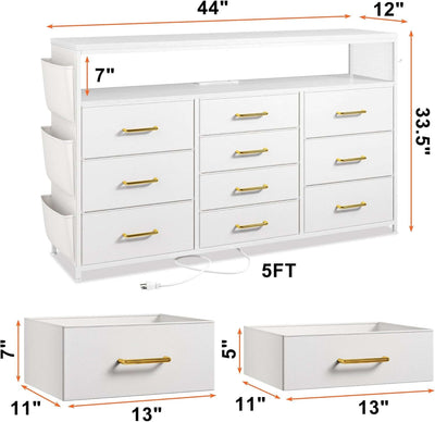 Sturdy Dresser TV Stand For 55 Inch TV With 10 Drawers