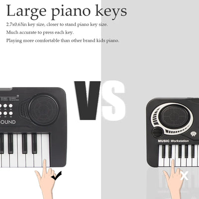 Kids Piano, Kids Keyboard 37 Keys Portable Electronic Musical Instrument Multi-Function Music Piano for Kids Early Learning Educational Toy Birthday Xmas Day Gifts (Black)
