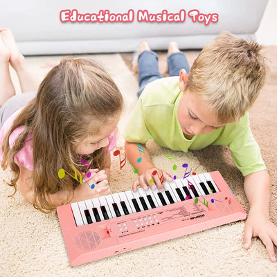 Kids Piano Keyboard, 37 Keys Piano for Kids Music Piano with Microphone Portable Multi-Function Electronic Educational Musical Gift Toys for 3 4 5 6 Year Old Girls Boys Beginners (Pink)