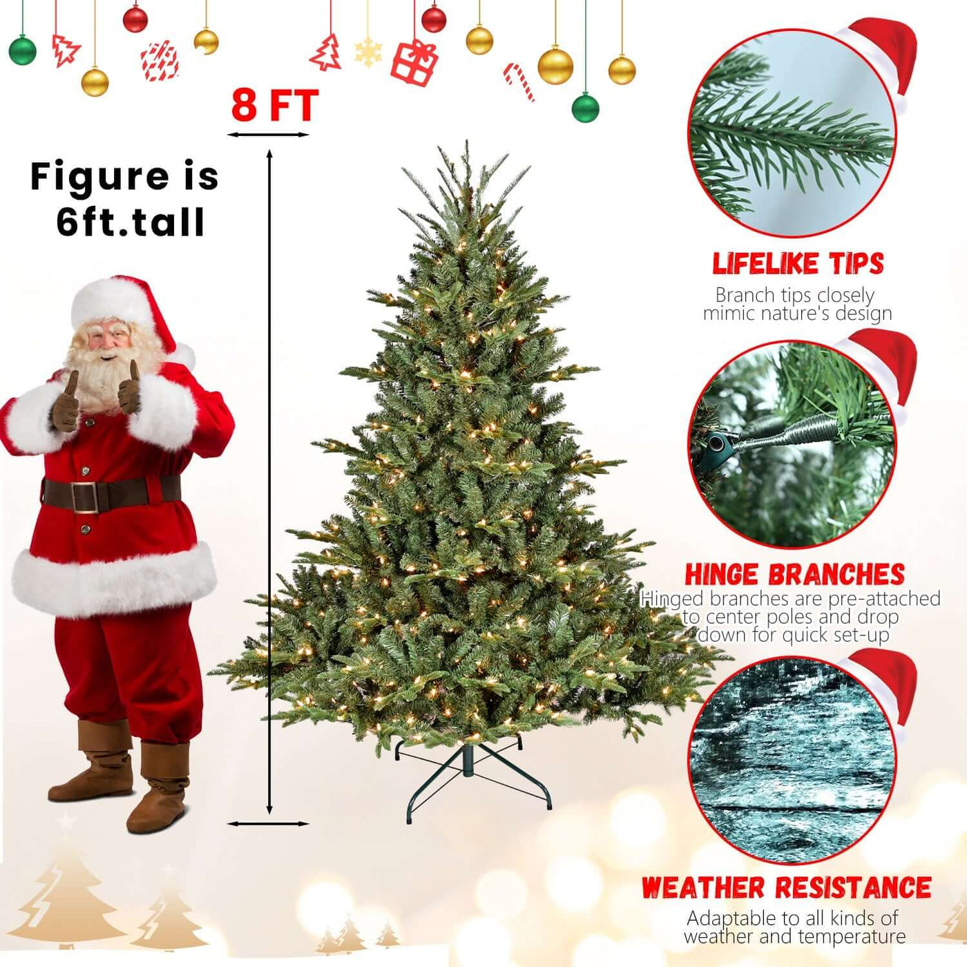 9FT Full-Shape Christmas Tree with 1100 UL Lights – PE/PVC Mixed