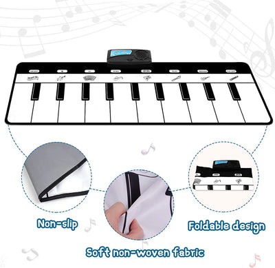Piano Musical Mat, Musical Toys Floor Piano Keyboard Mat with 8 Instruments Sounds Music Dance Touch Playmat, Early Educational Toys Gifts for 1 2 3 4 5 Year Old Boys Girls Toddlers