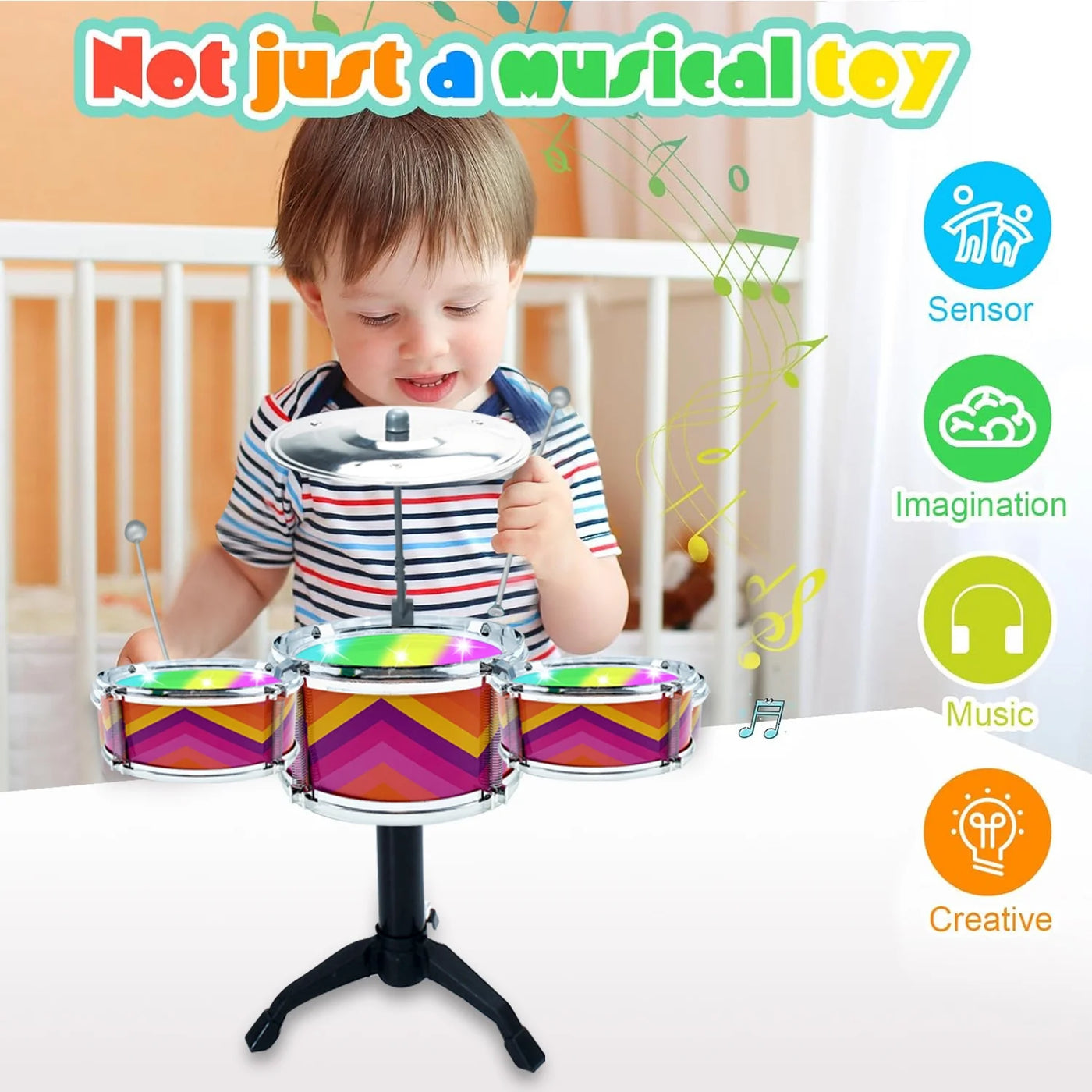 Kids Drum Set for Toddlers 1-3, Drum Set for Kids 3-5, Musical Jazz Drum Toys for 3 4 5 6 7 Years Girls
