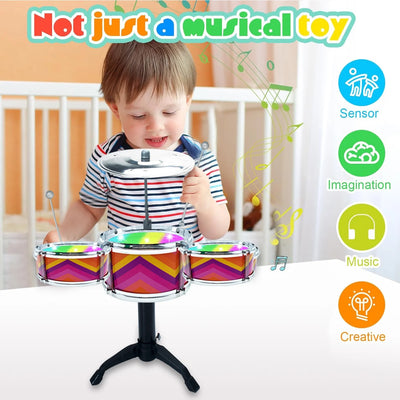 Kids Drum Set for Toddlers 1-3, Drum Set for Kids 3-5, Musical Jazz Drum Toys for 3 4 5 6 7 Years Girls