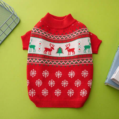 Festive Holiday Pet Sweater Cozy Knitted